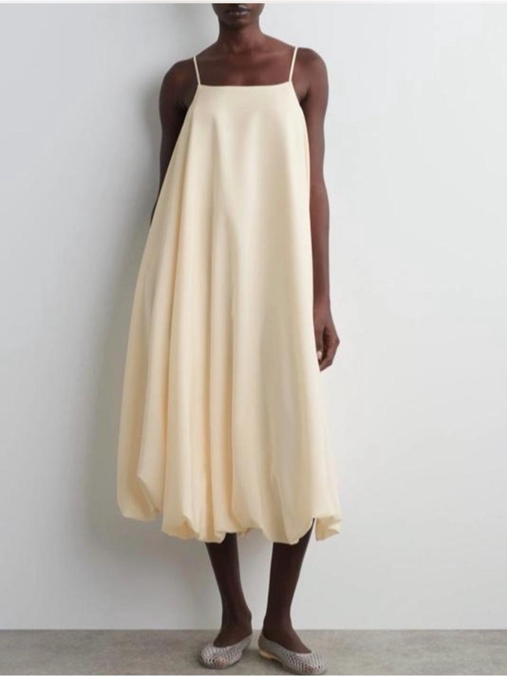New COS Yellow Cream Balloon Hem Midi Skirt - Women, US